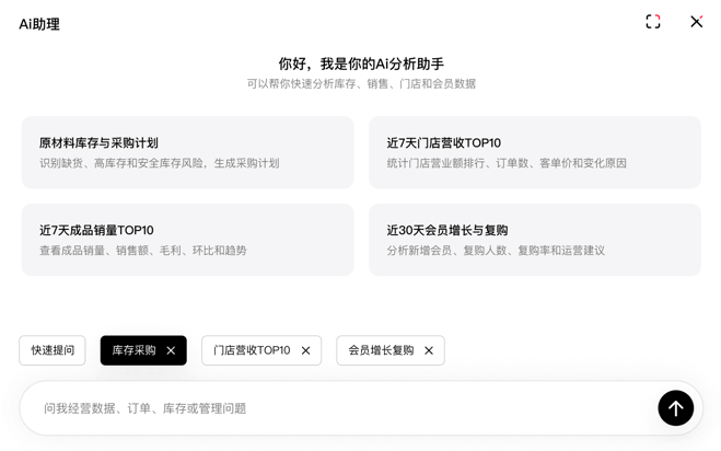 iCC Grow AI 助理 — 经营数据分析对话界面